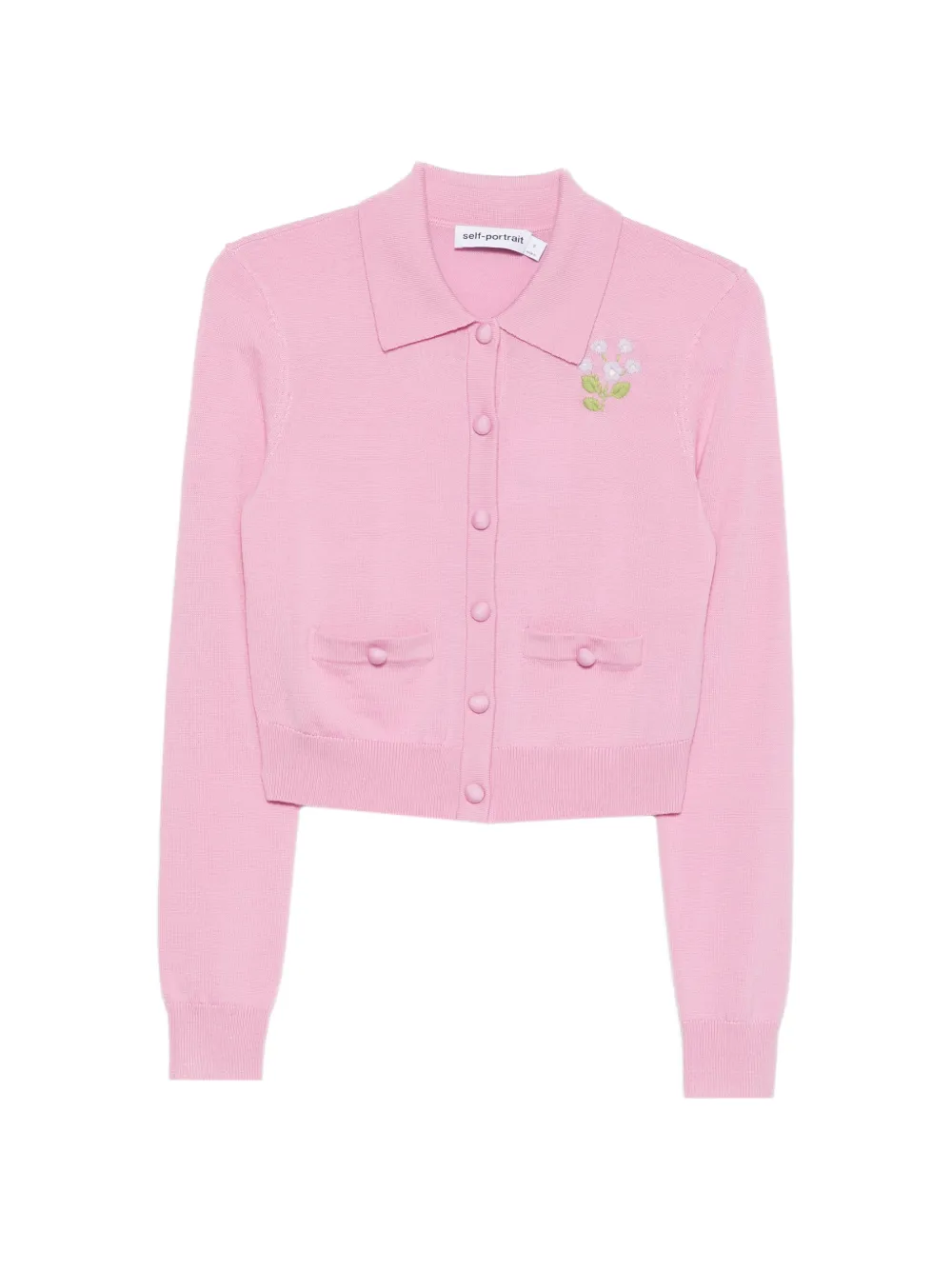 Self-Portrait floral-embroidered cardigan - Rosa