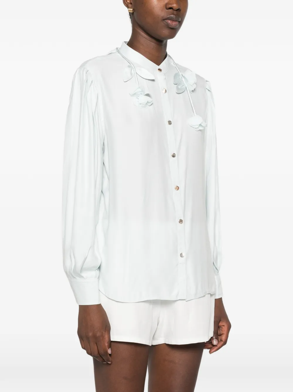 Self-Portrait Blouse verfraaid met bloemen Blauw