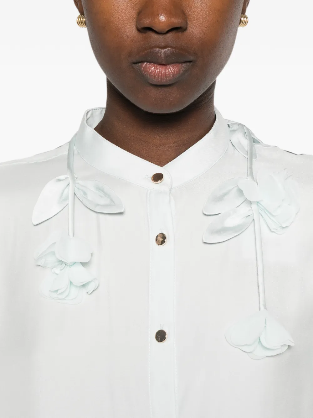 Self-Portrait Blouse verfraaid met bloemen Blauw