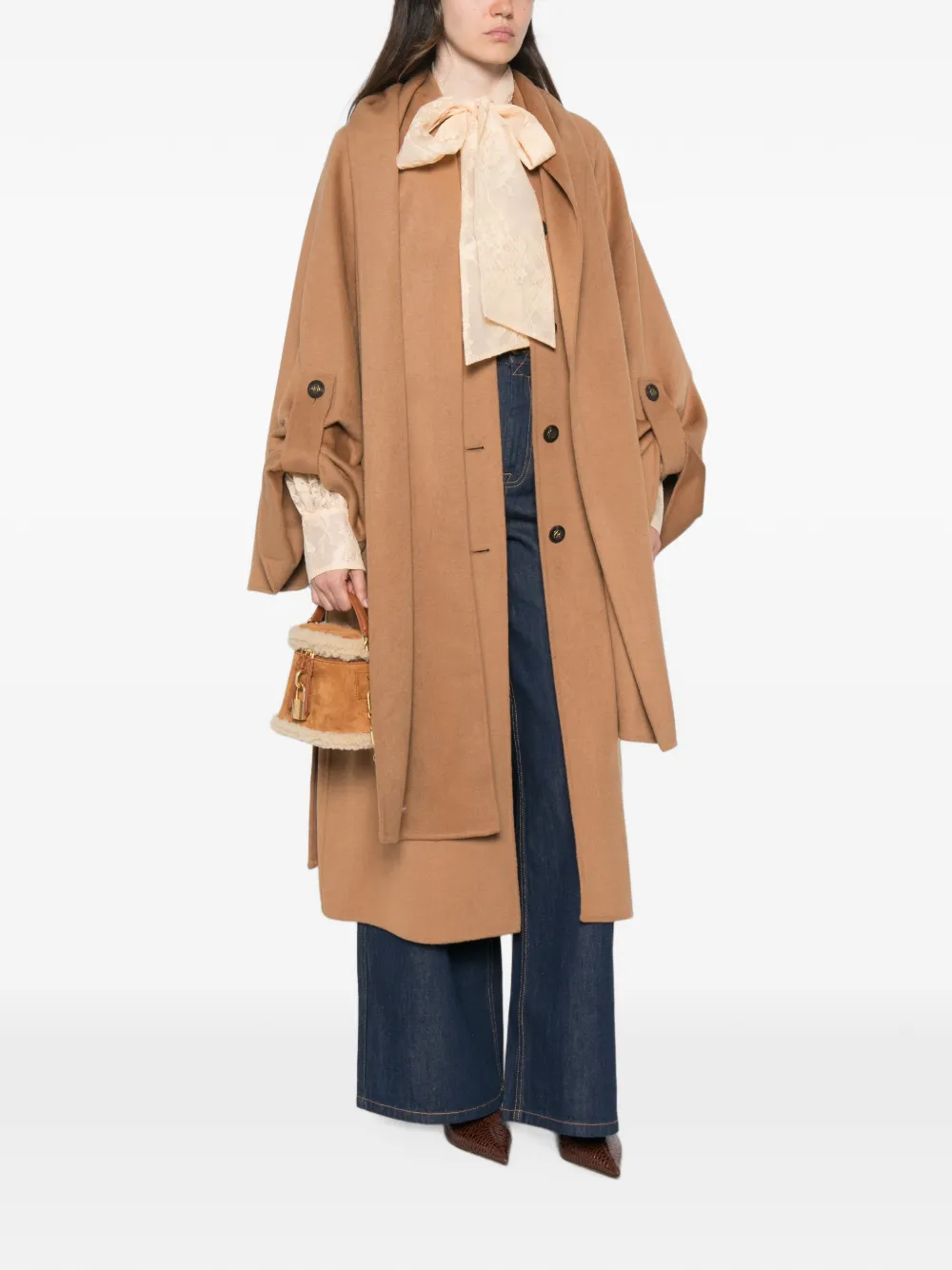 ZIMMERMANN Valiant Wool Scarf Coat in Neutrals, view 2