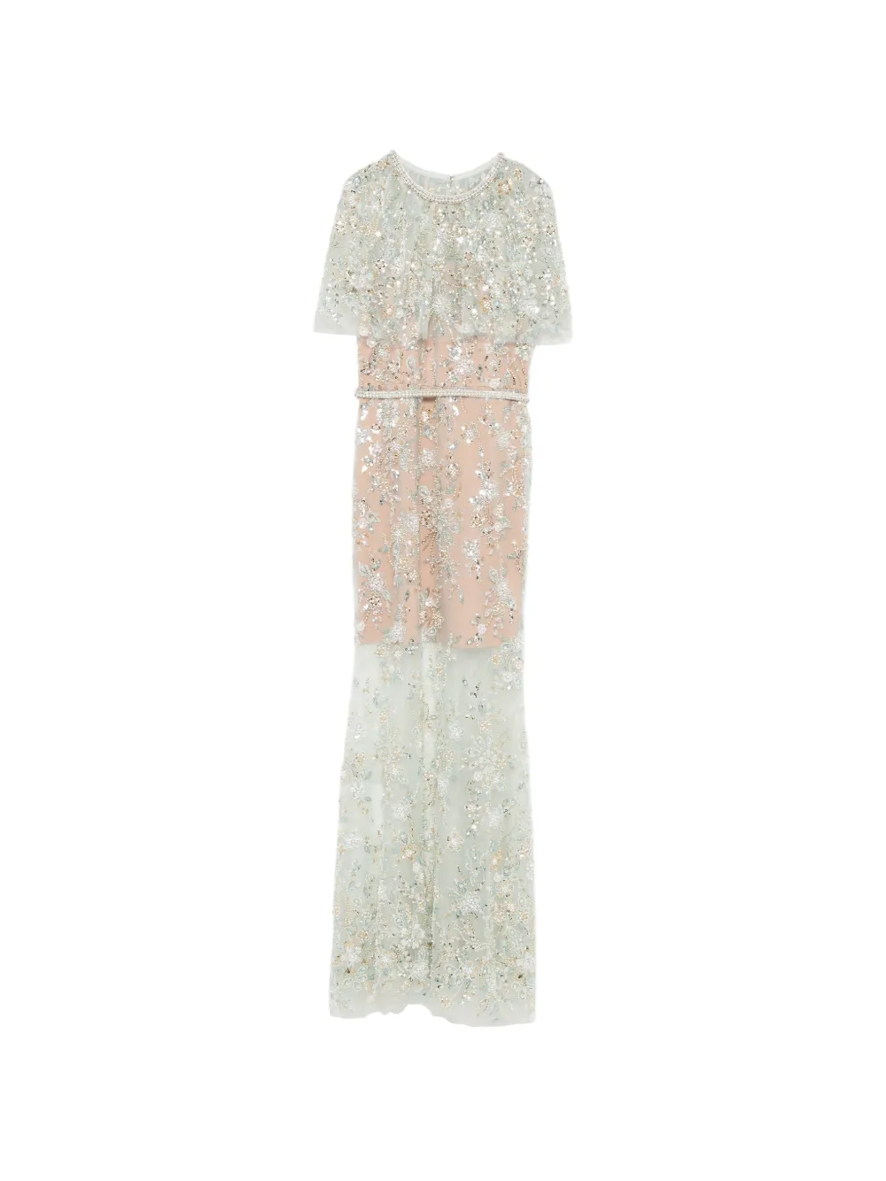 Self-Portrait sequin-embellished cape-sleeve maxi dress - Verde