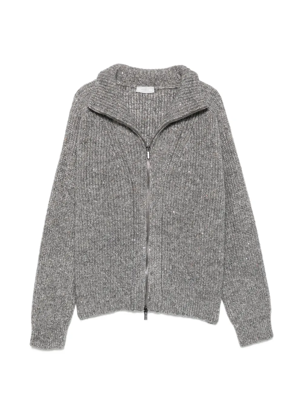 Peserico sequin-embellished ribbed cardigan - Grey