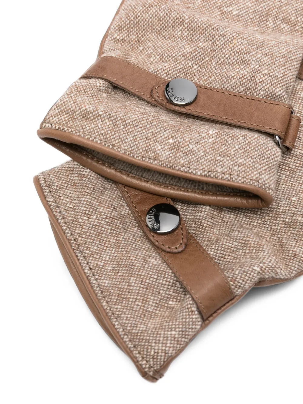 Peserico tweed leather-panelled gloves Bruin