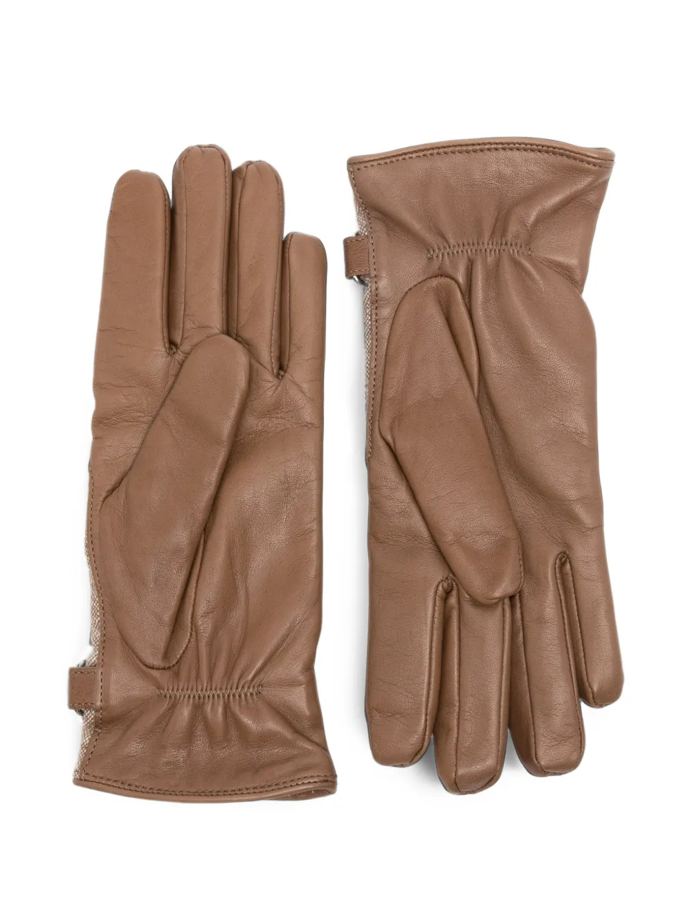 Peserico tweed leather-panelled gloves Bruin