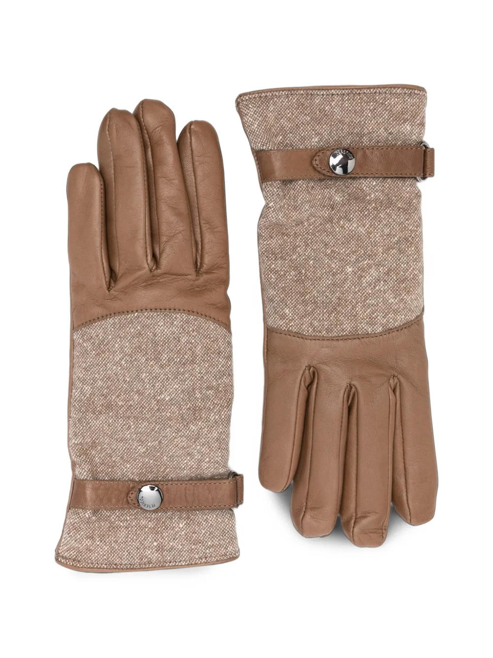 Peserico tweed leather-panelled gloves Bruin