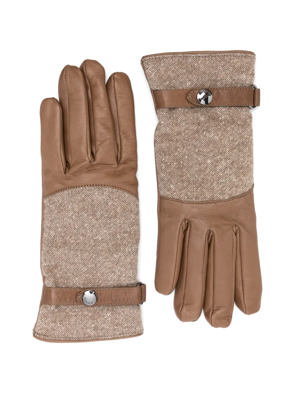 Peserico Tweed handschoenen met leren vlakken Bruin