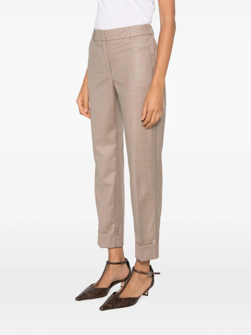 Peserico Broek met omgeslagen pijpen Beige