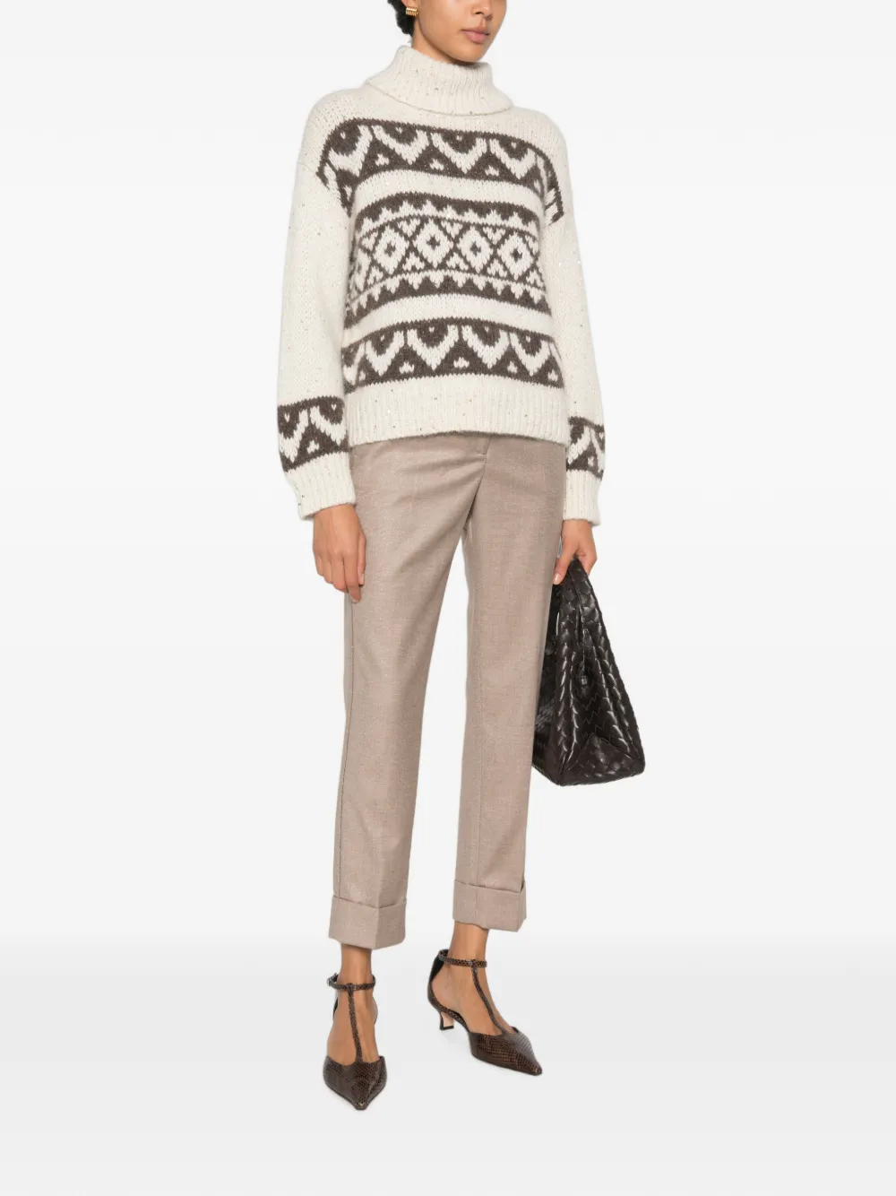 Peserico Broek met omgeslagen pijpen Beige