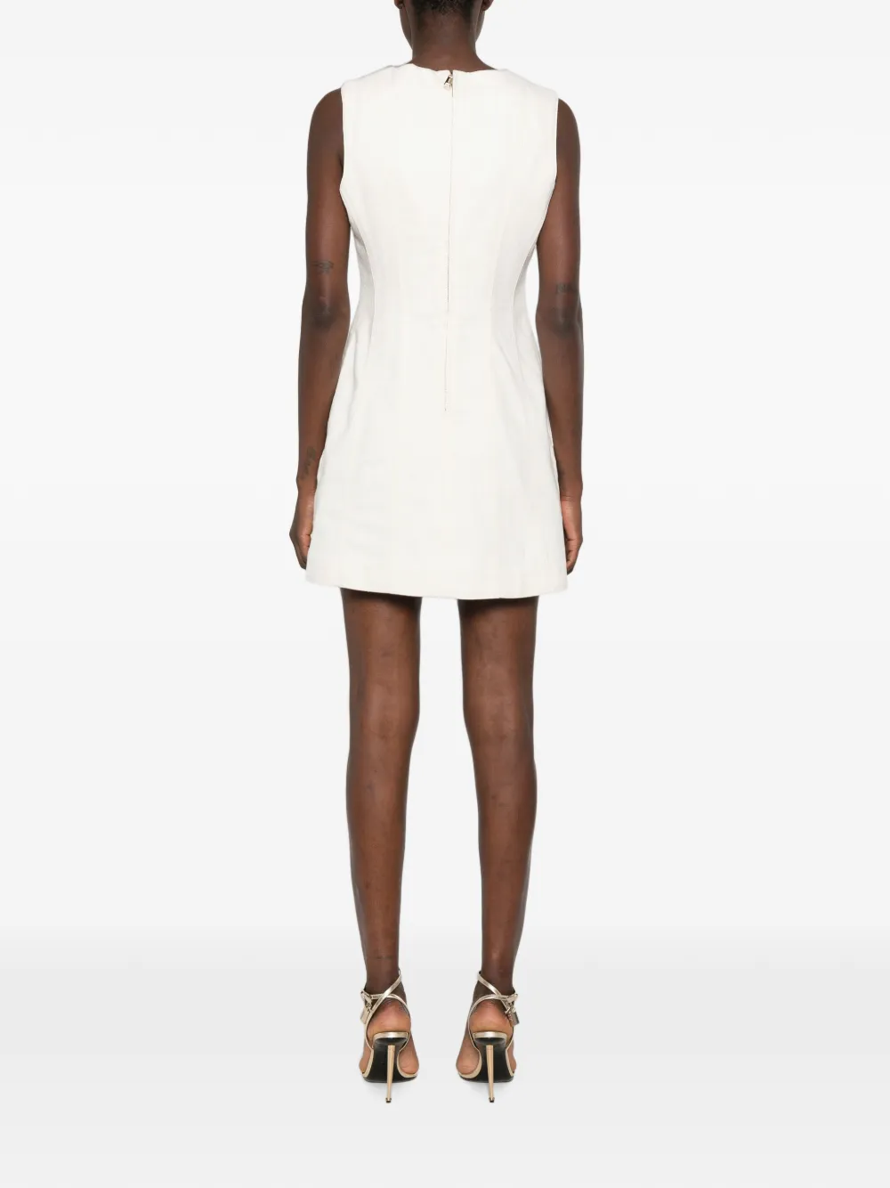 Self-Portrait Verfraaide mini-jurk met dubbele rij knopen Beige
