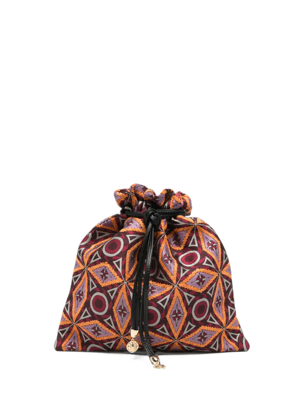 La DoubleJ diamond-jacquard clutch bag - Rosso