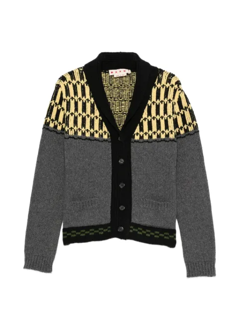 Marni geometric-pattern shawl-collar cardigan