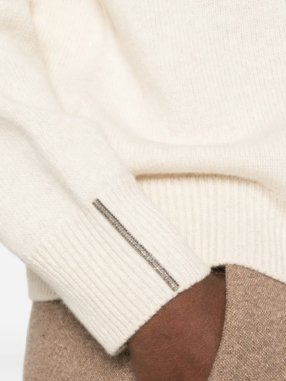 Peserico Gebreid vest verfraaid met kralen Beige