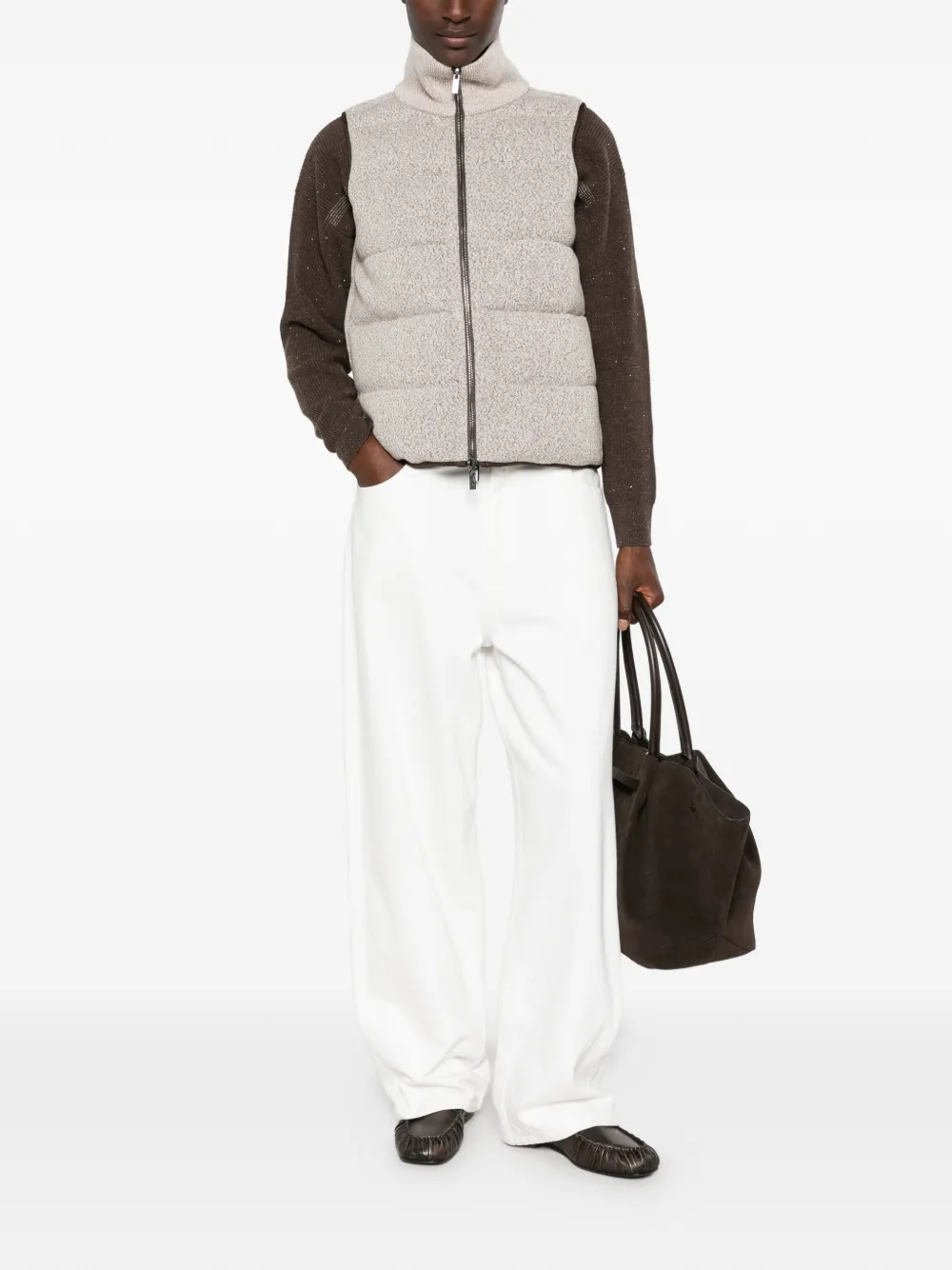 Peserico Bodywarmer met hoge hals Beige