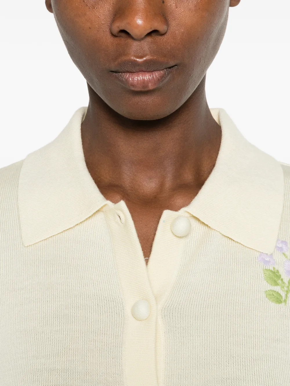 Self-Portrait Vest met geborduurde bloemen Geel