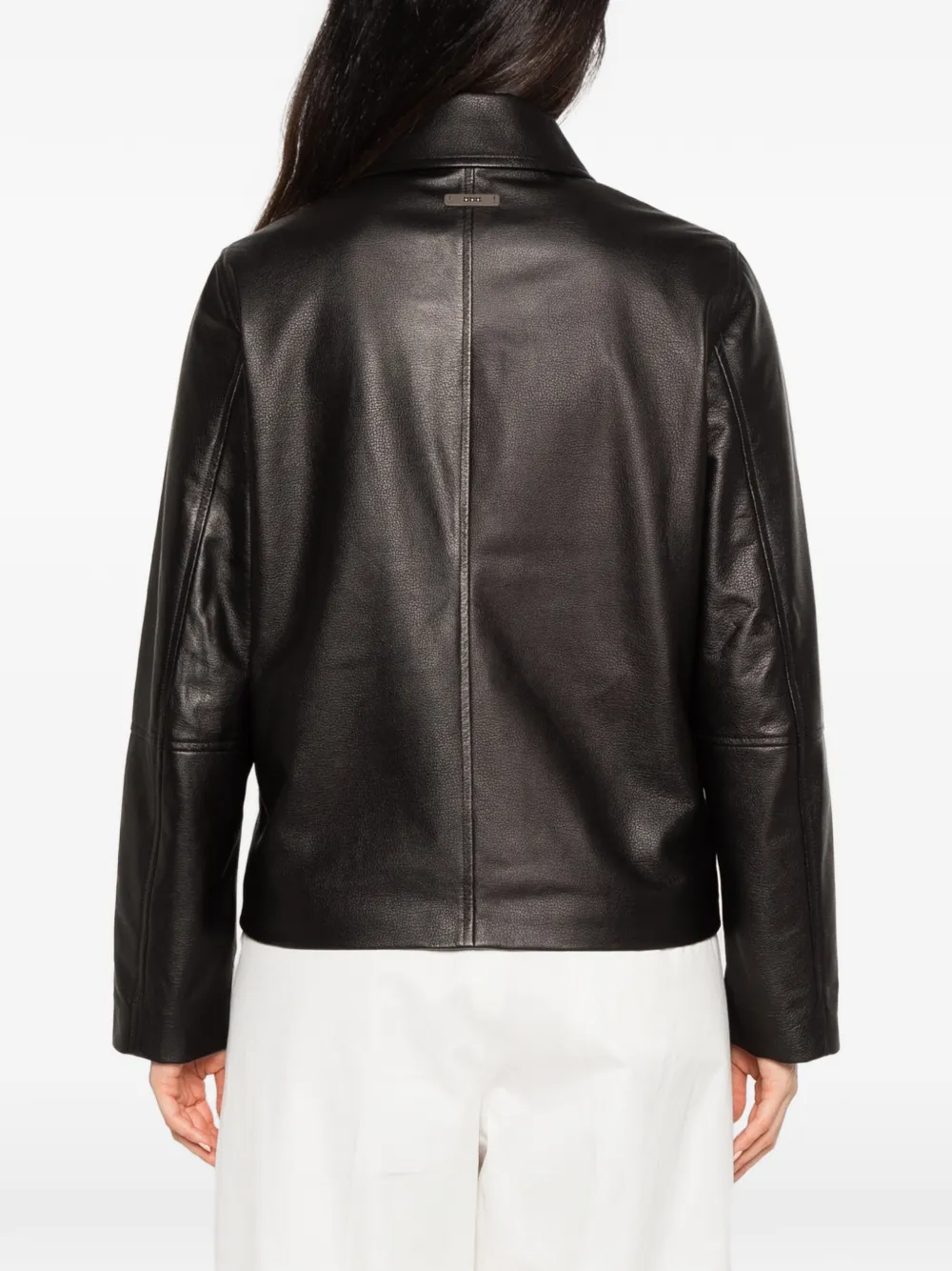 Peserico zip-up leather jacket Zwart