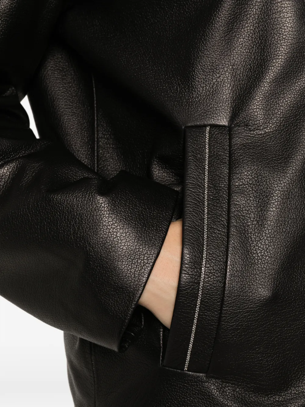 Peserico zip-up leather jacket Zwart