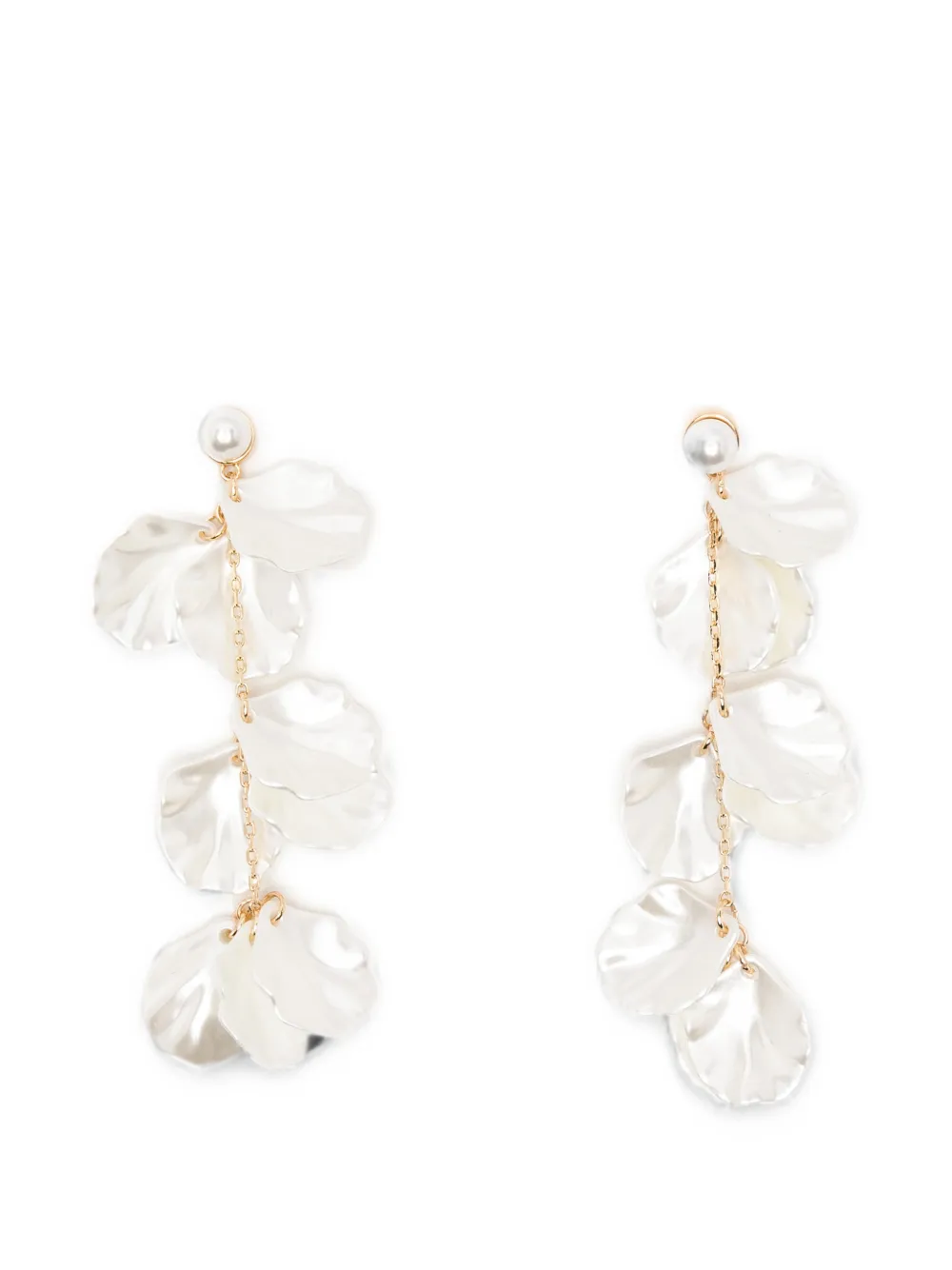 Self-Portrait petal-detail drop earrings - Gold