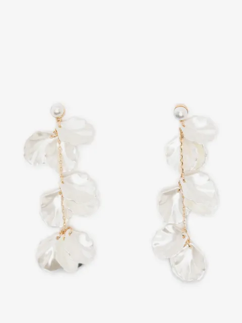 Self-Portrait petal-detail drop earrings