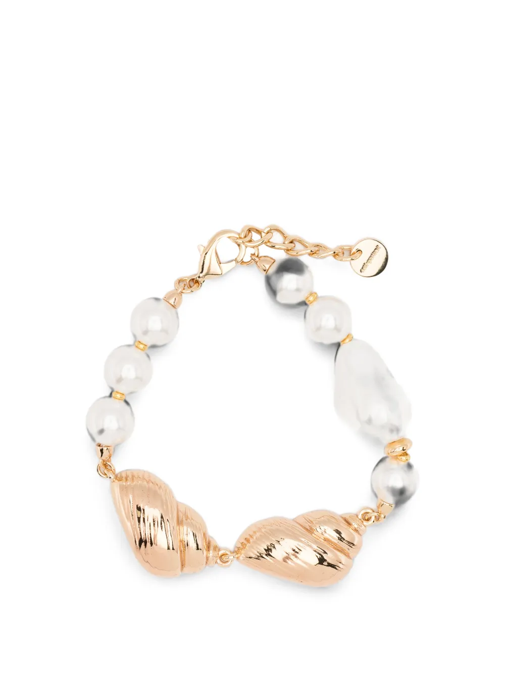Self-Portrait shell-motif faux-pearl bracelet - Oro