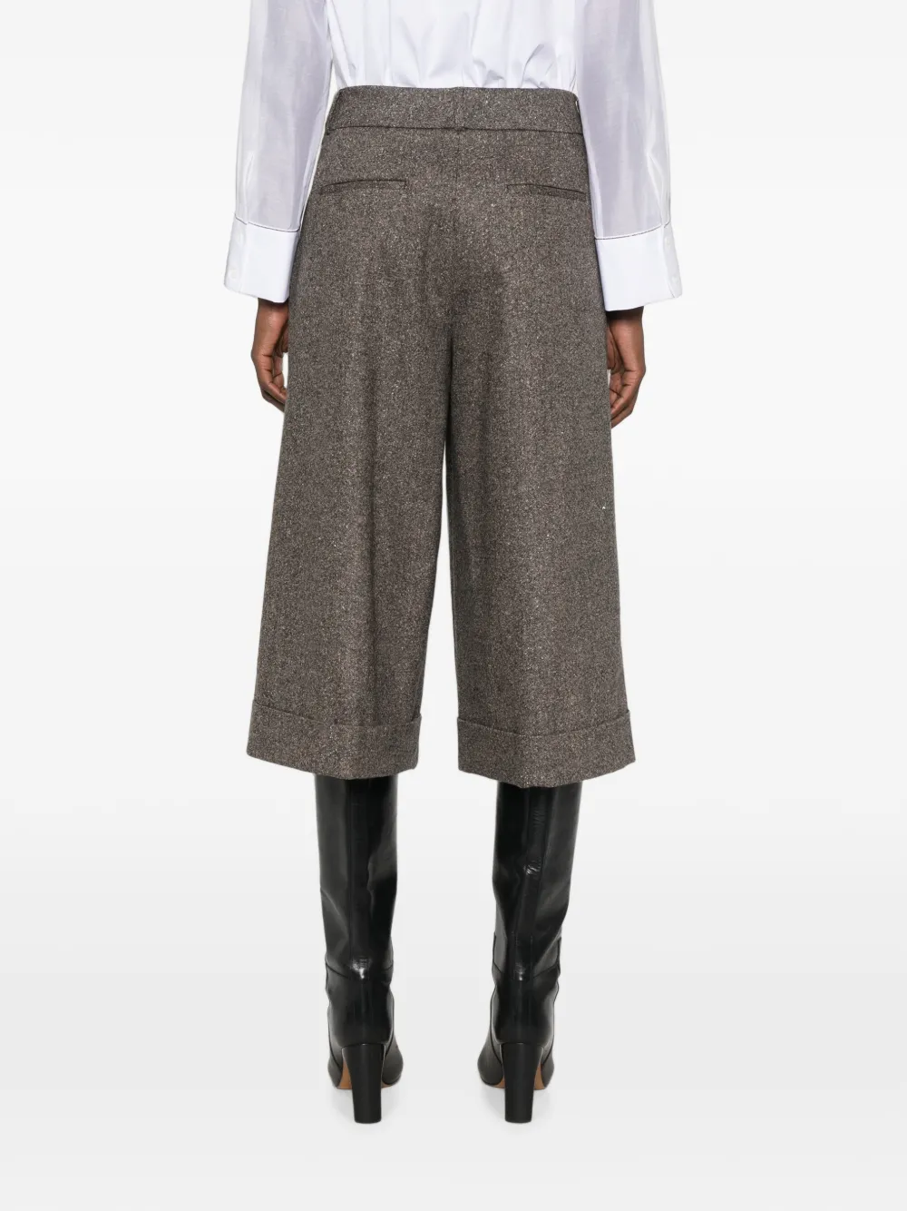 Peserico Cropped pantalon met geplooide voorkant Bruin