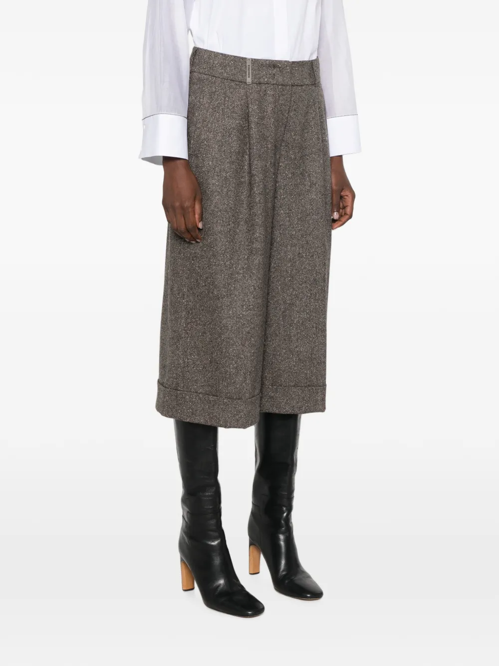 Peserico Cropped pantalon met geplooide voorkant Bruin