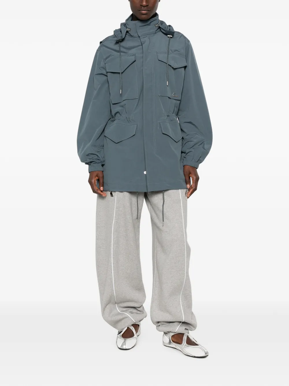 Kenzo Parka met capuchon en trekkoord Blauw