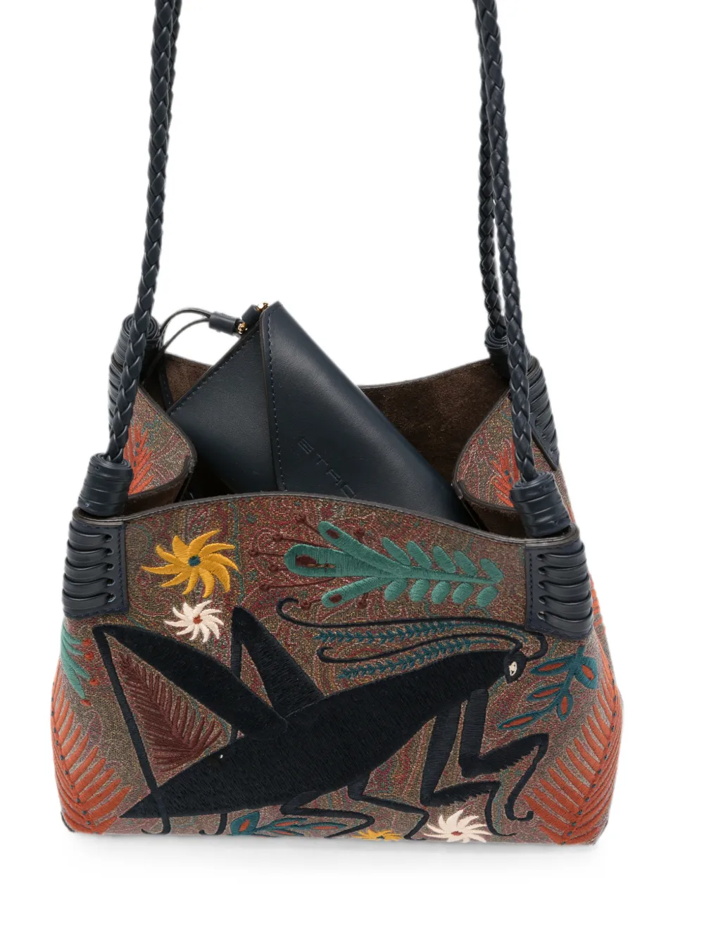 ETRO Schoudertas met paisley-print en borduurwerk Bruin