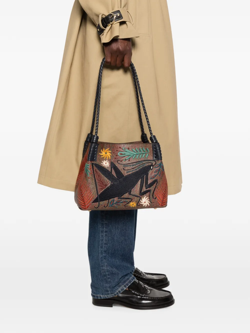 ETRO Schoudertas met paisley-print en borduurwerk Bruin