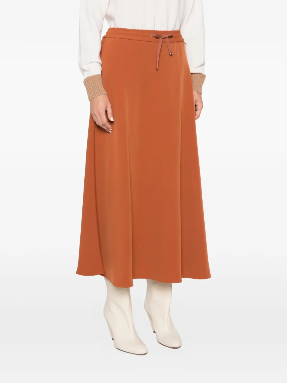 Herno drawstring-fastening maxi A-line skirt Oranje