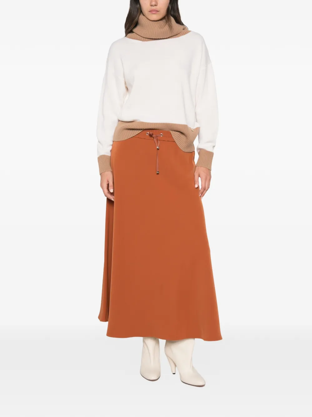 Herno drawstring-fastening maxi A-line skirt Oranje