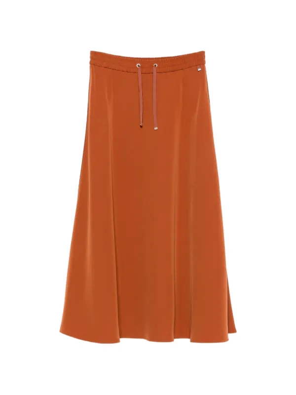 Herno Drawstring-fastening Maxi A-line Skirt in Orange