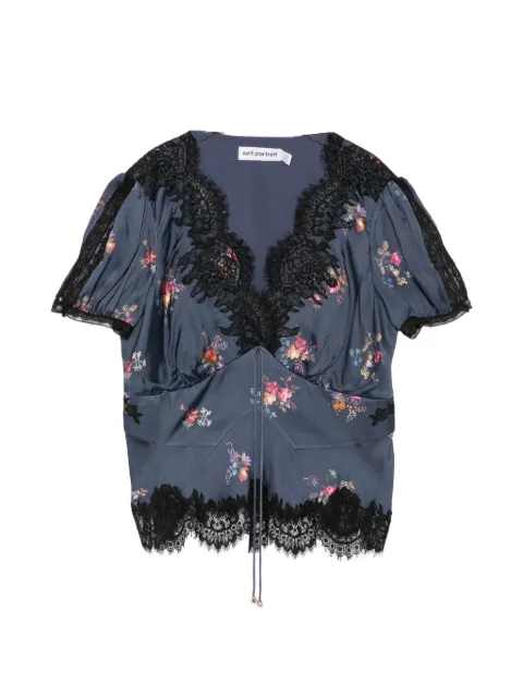 Self-Portrait floral-print lace-trim top