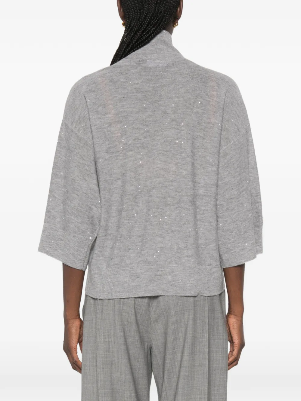 Fabiana Filippi Sweater met hoge hals en pailletten Grijs