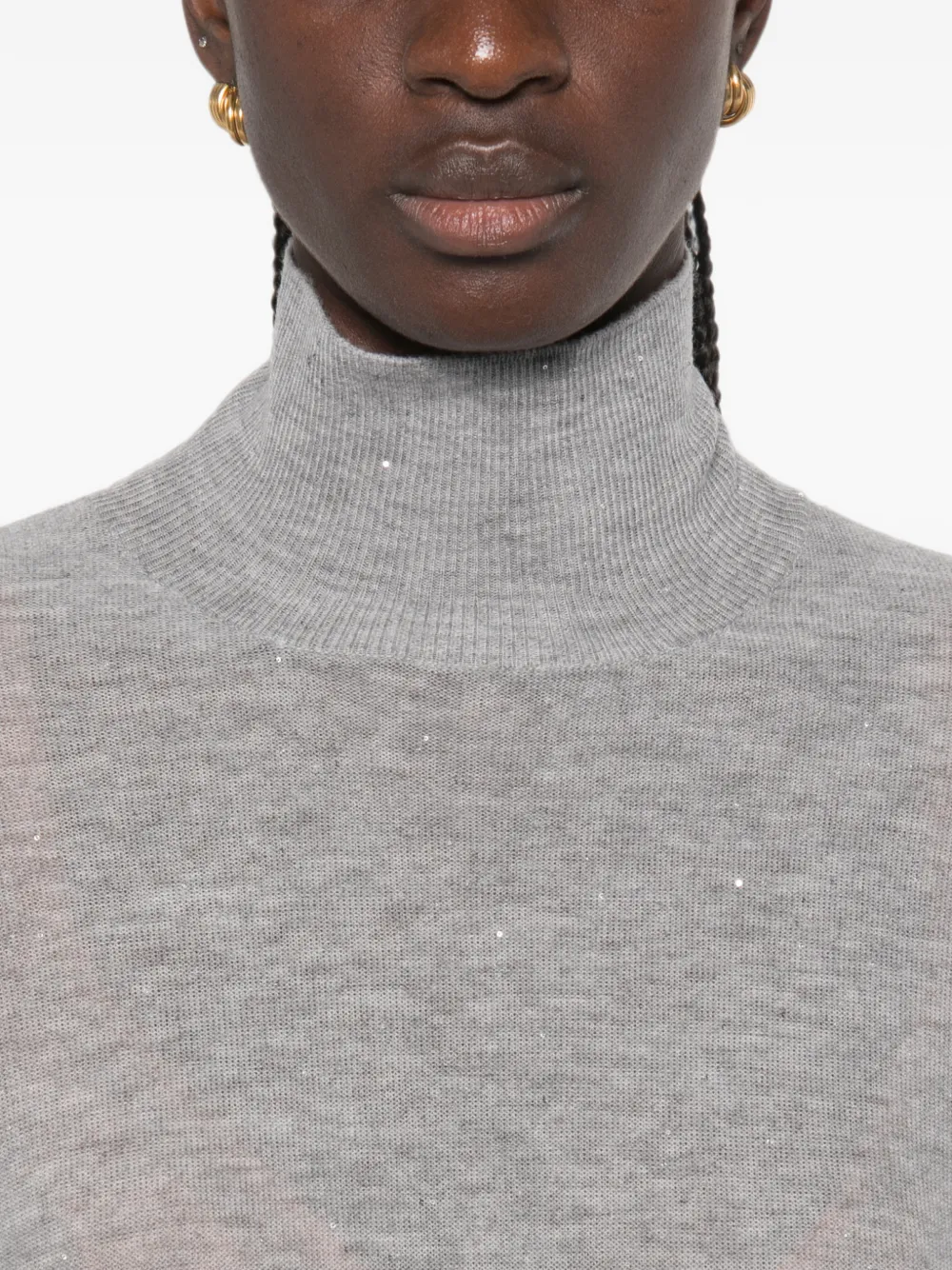 Fabiana Filippi Sweater met hoge hals en pailletten Grijs