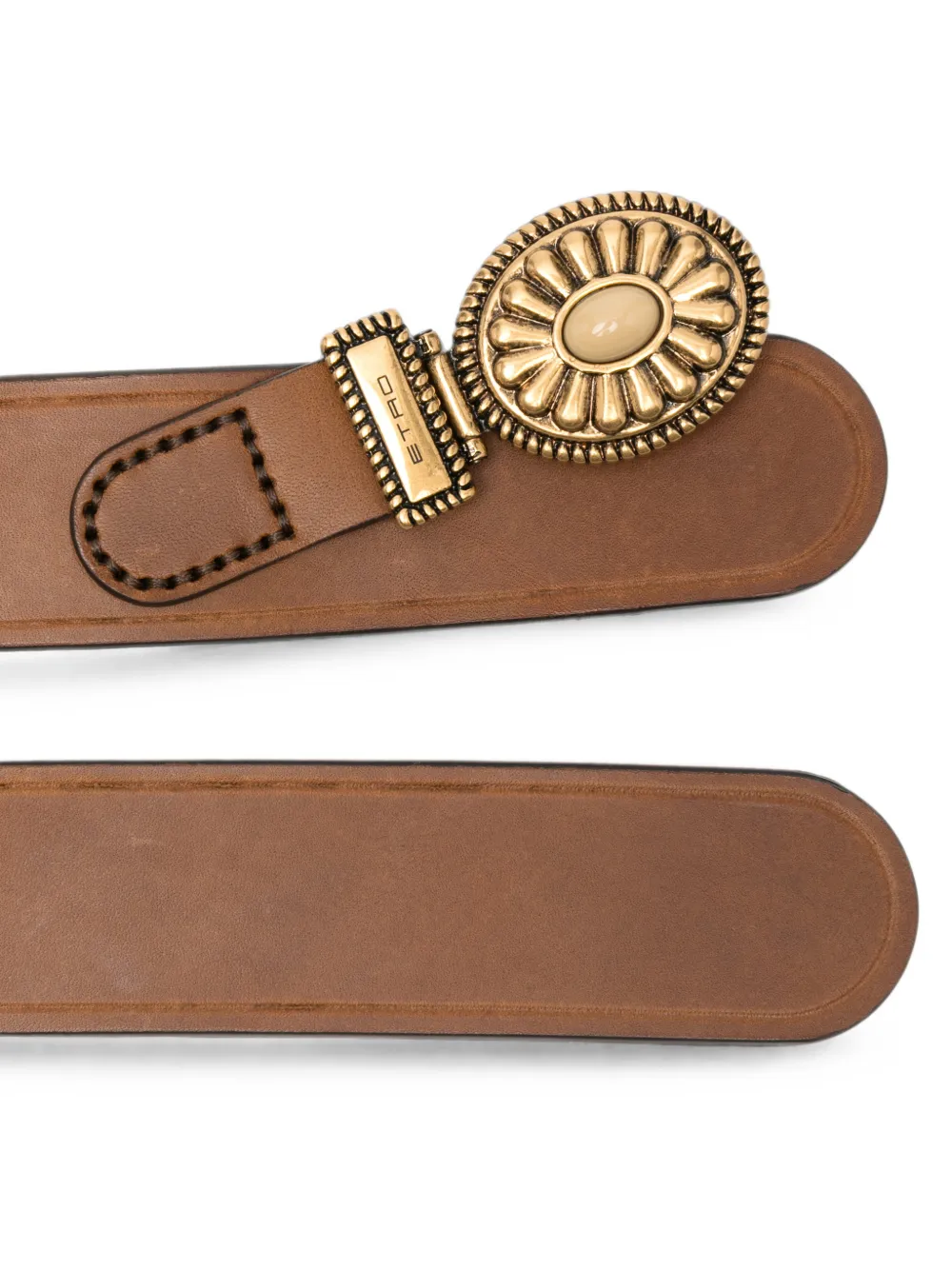 ETRO Leren riem met siergesp Bruin