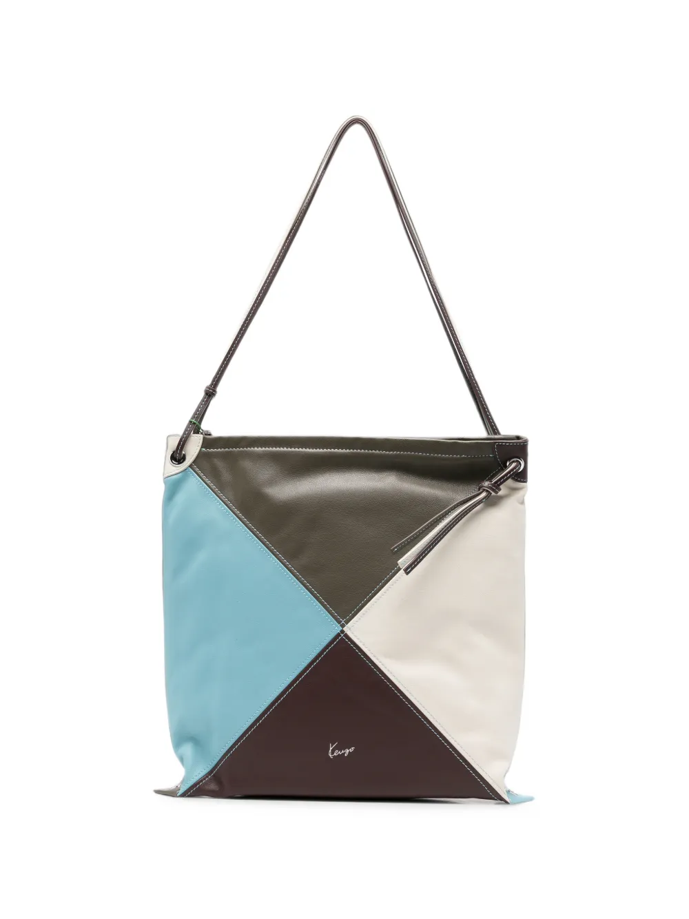 Kenzo Kite Colour-block Leather Tote Bag In Blue