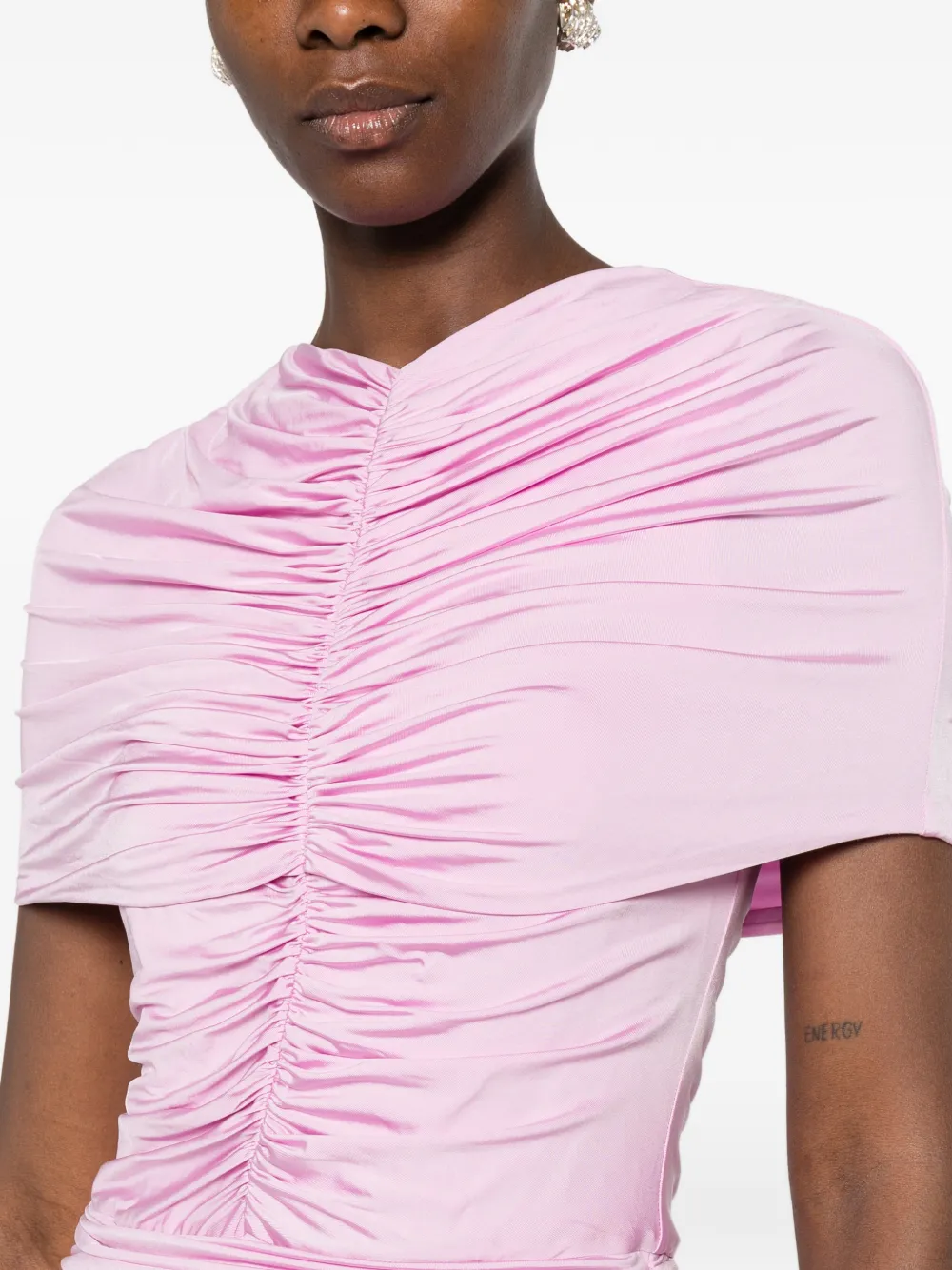 Self-Portrait Maxi-jurk met ruches Roze
