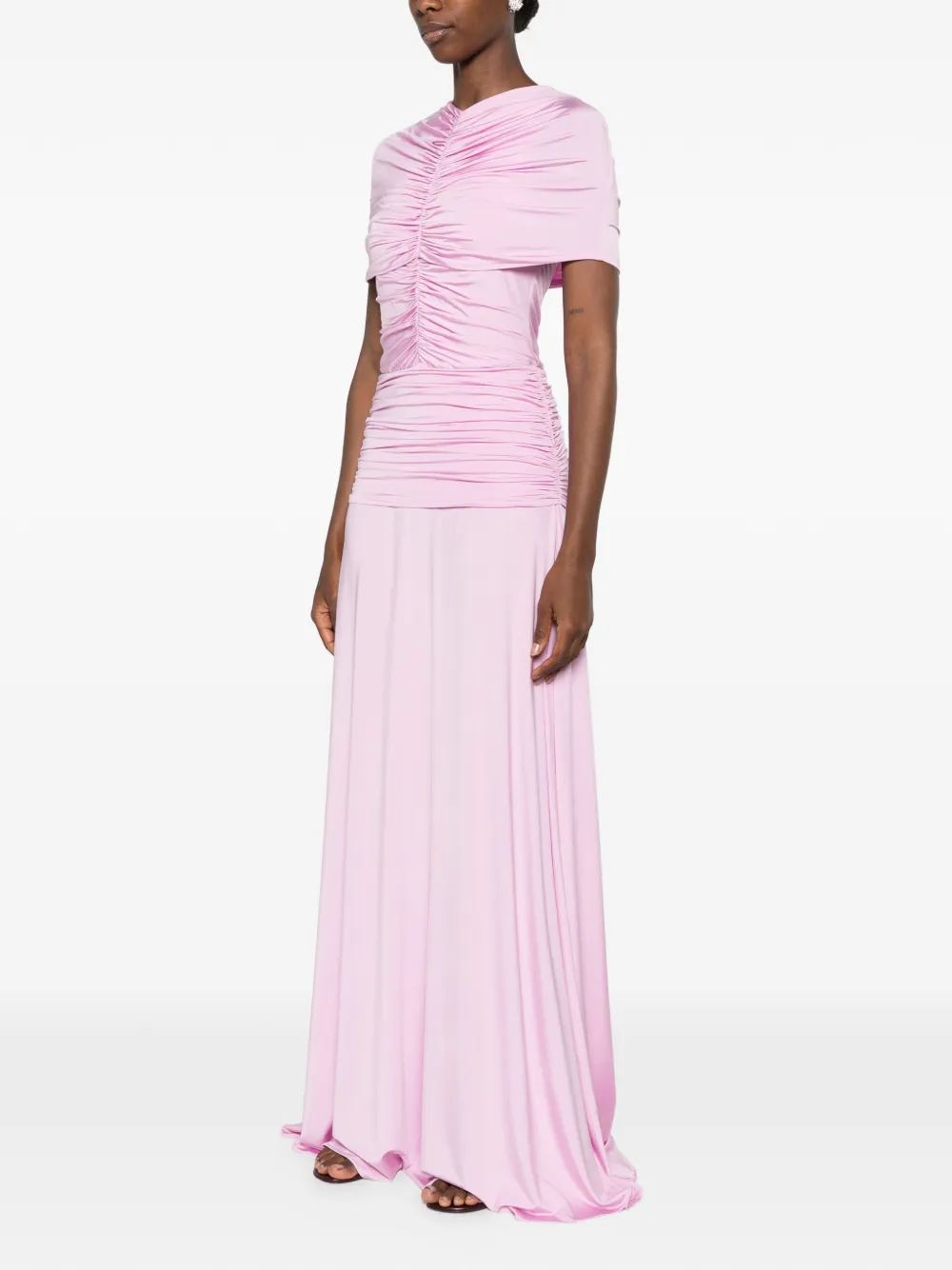 Self-Portrait Maxi-jurk met ruches Roze