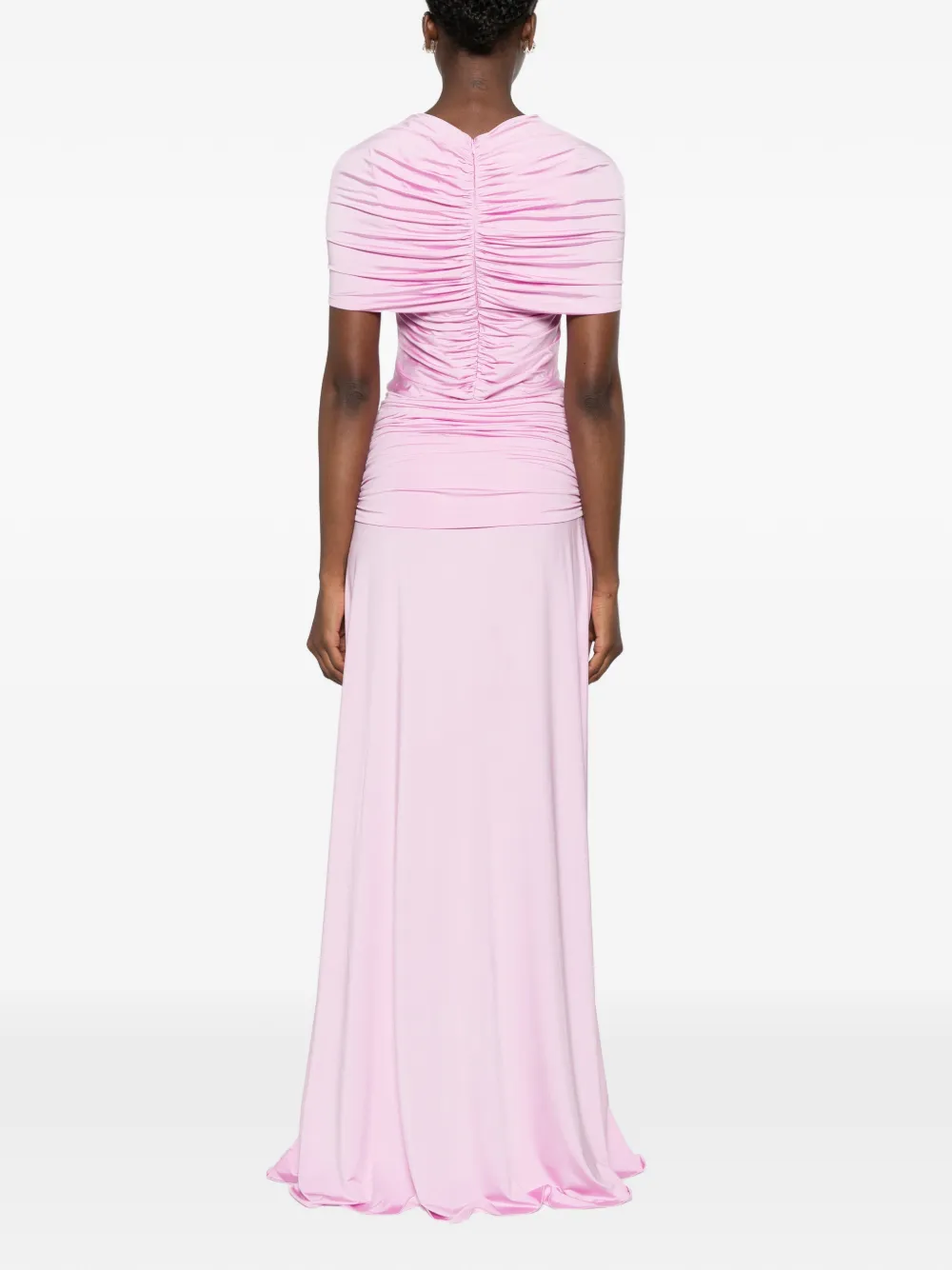 Self-Portrait Maxi-jurk met ruches Roze