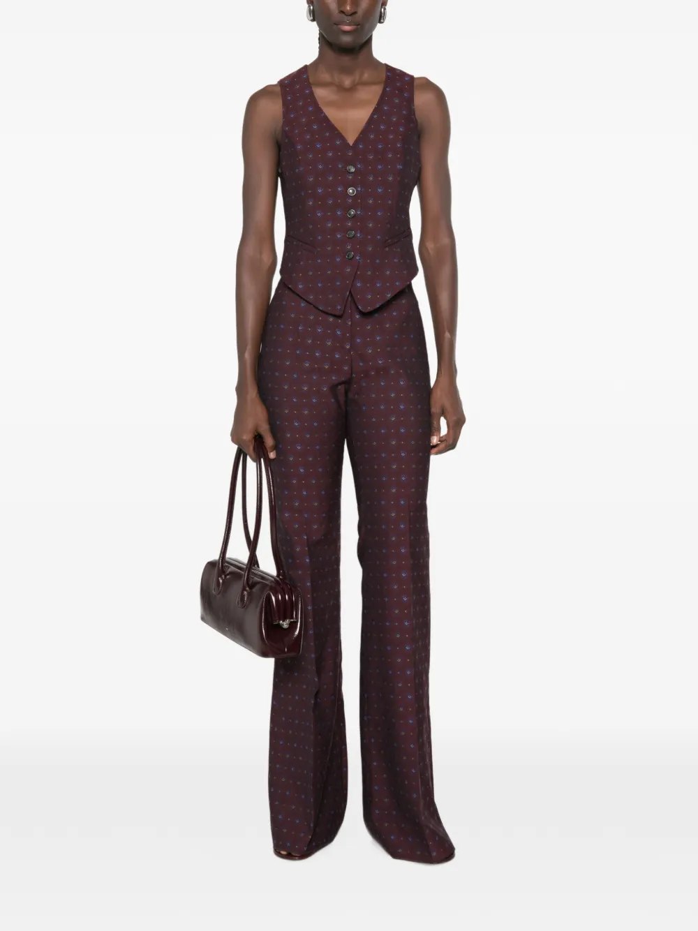 ETRO Geweven broek met bloemen-print en jacquard Rood