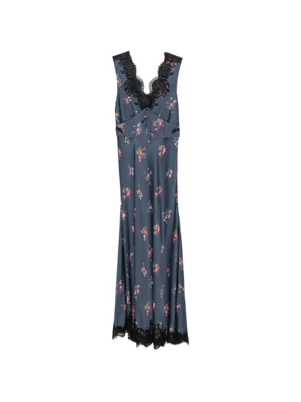 Self-Portrait floral-print lace-trimmed midi dress - Blue