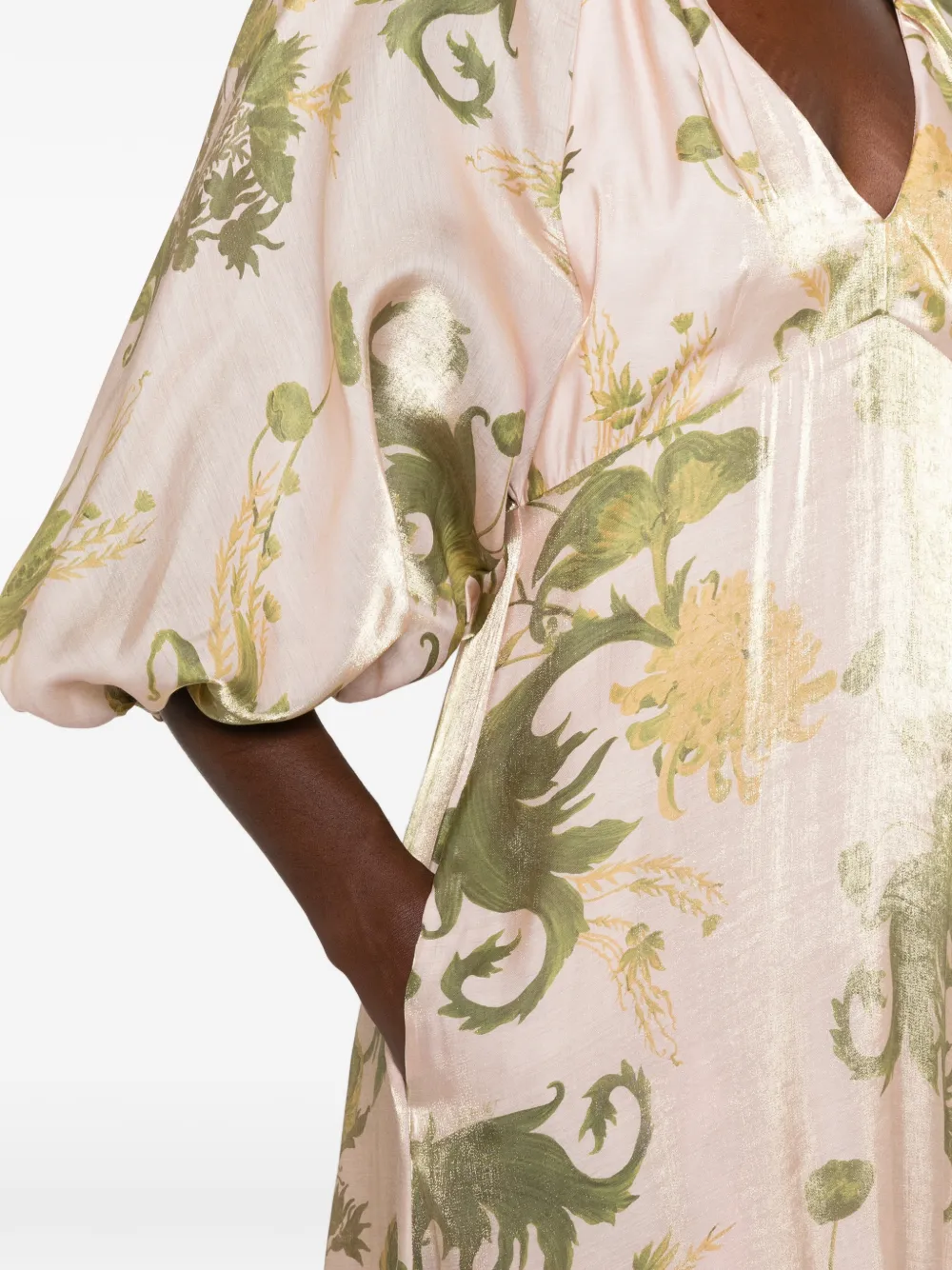 La DoubleJ floral-print ruffled dress Roze