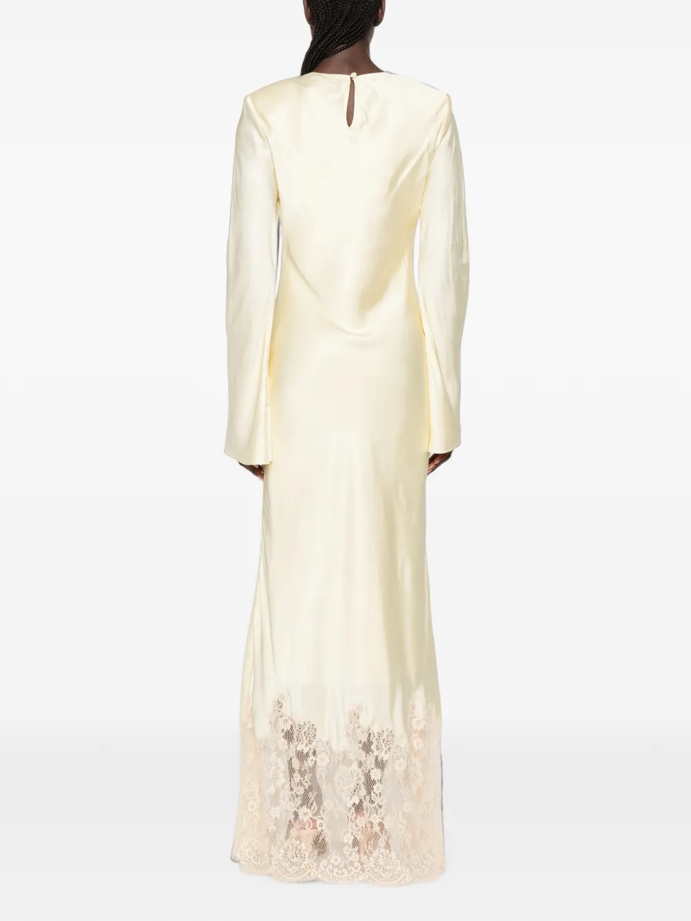 Self-Portrait Maxi-jurk met afwerking van kant Geel