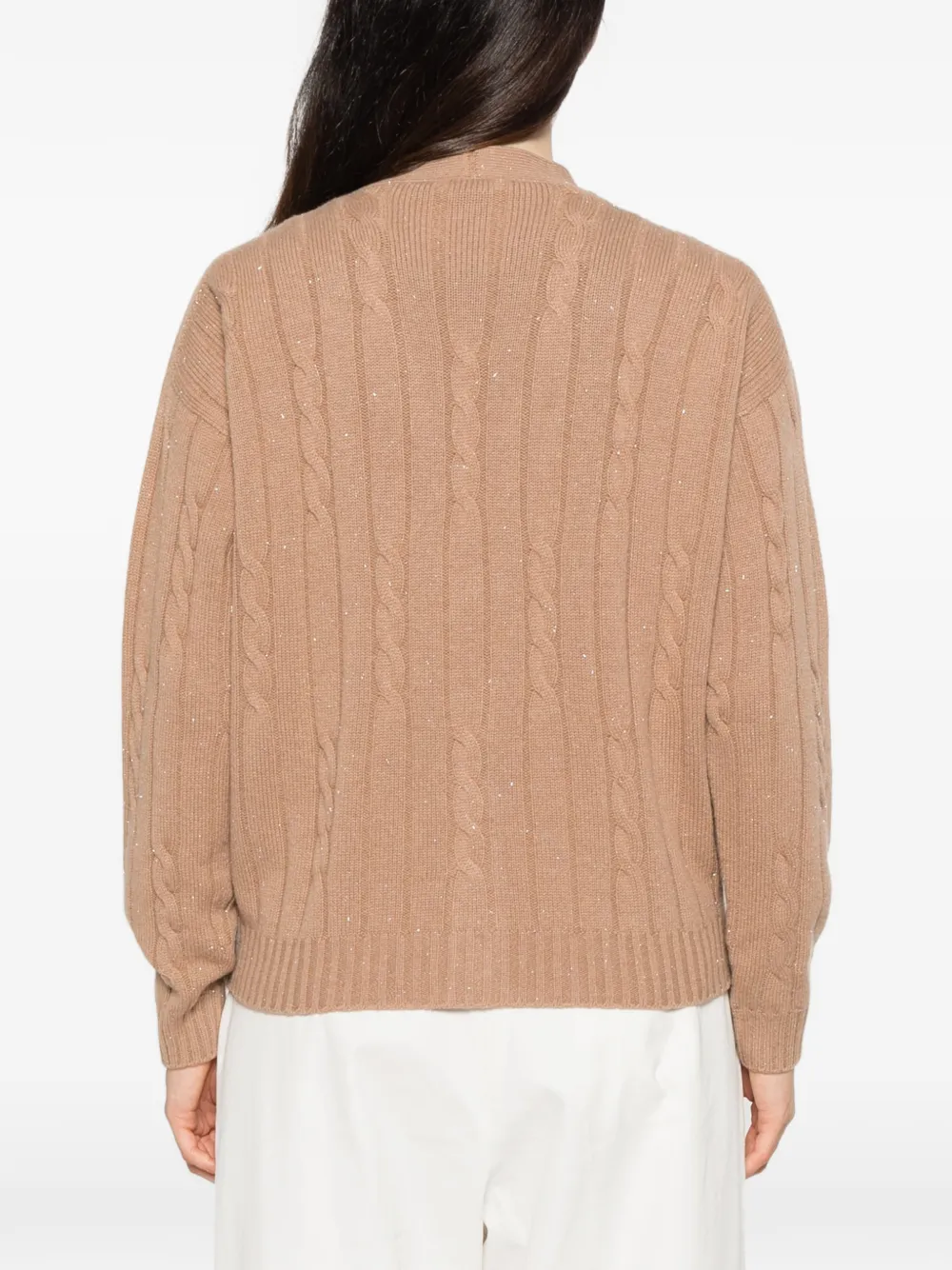 Peserico cable-knit sequin-embellished cardigan Beige