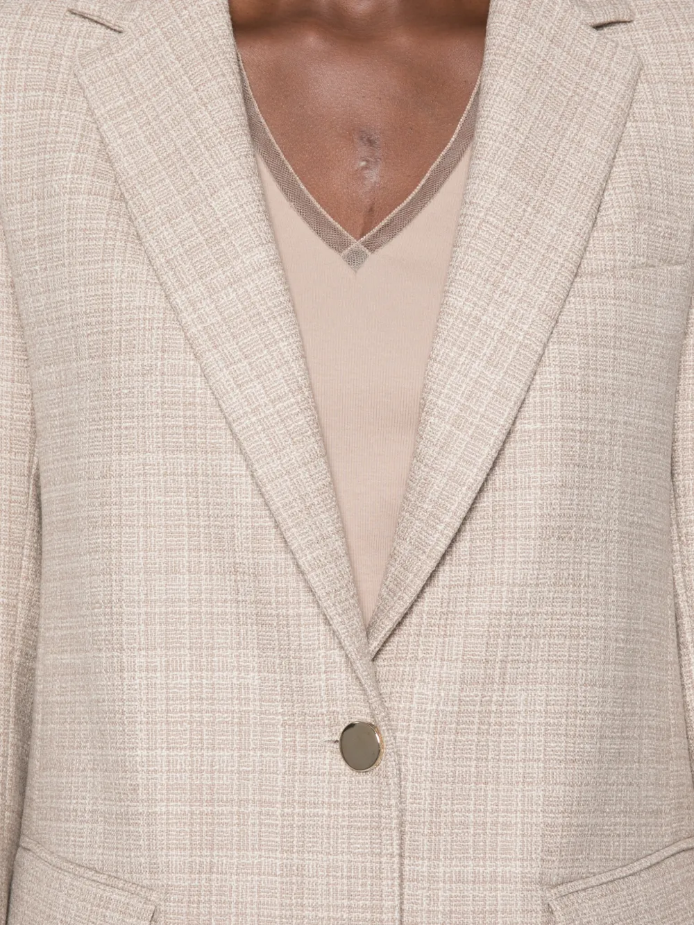 Fabiana Filippi Geruite blazer met enkele rij knopen Beige