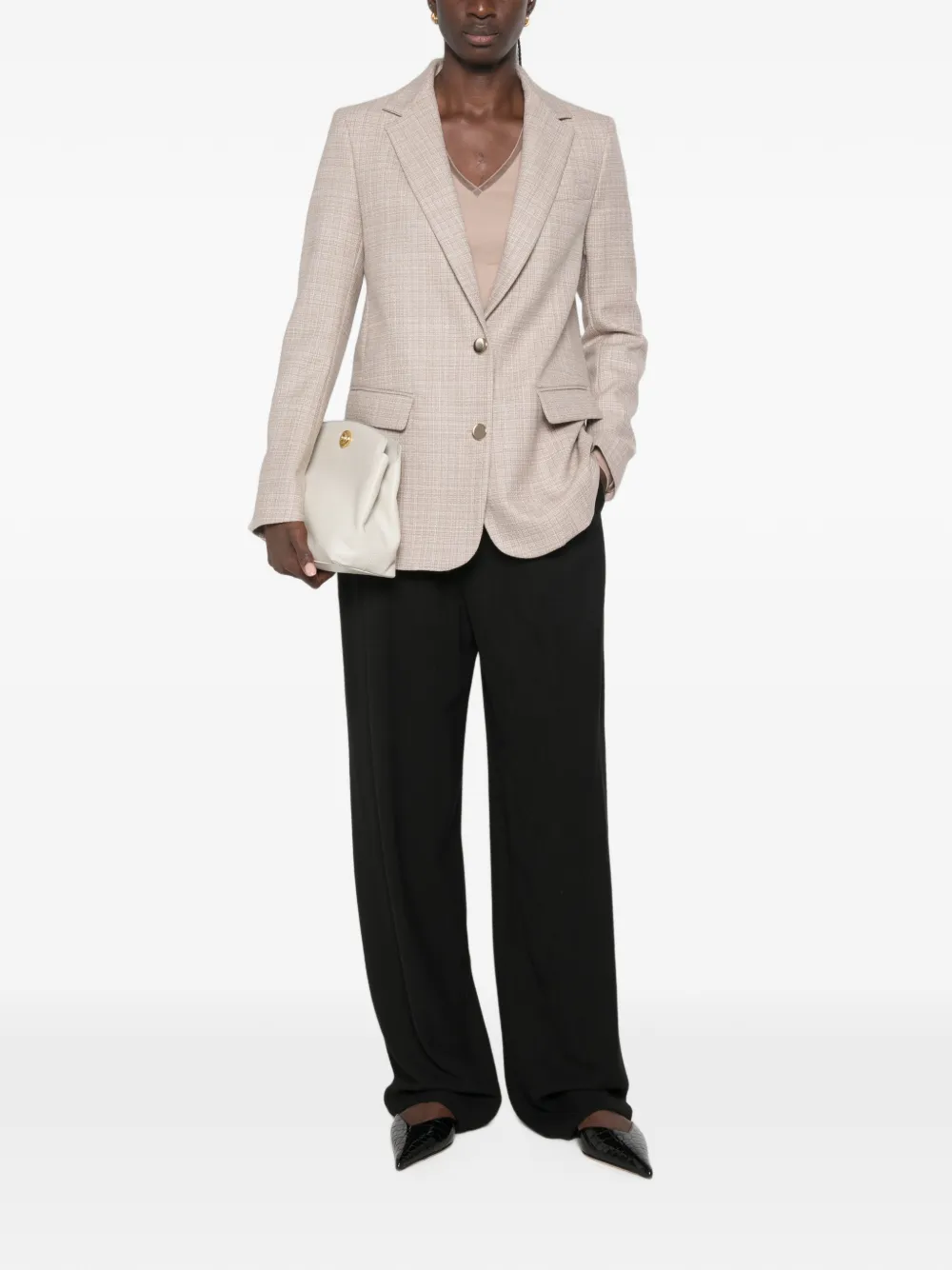 Fabiana Filippi Geruite blazer met enkele rij knopen Beige