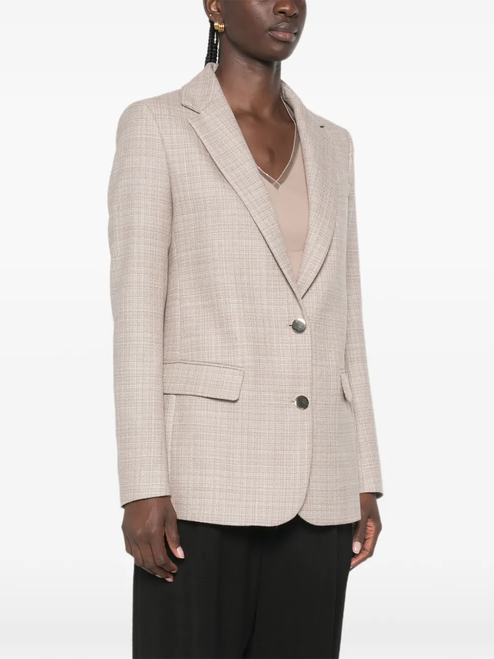Fabiana Filippi Geruite blazer met enkele rij knopen Beige