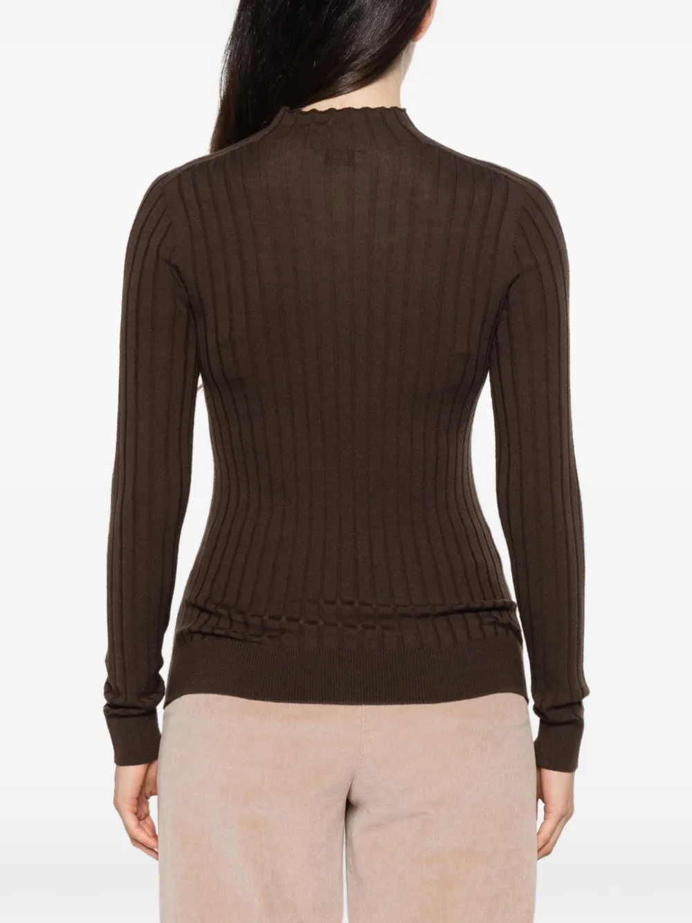 Peserico ribbed-knit mock-neck sweater Bruin