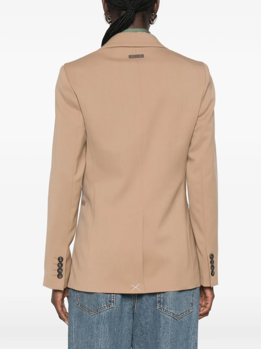 Peserico Blazer met enkele rij knopen en puntige revers Beige