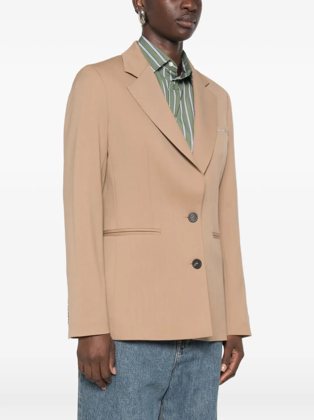 Peserico Blazer met enkele rij knopen en puntige revers Beige